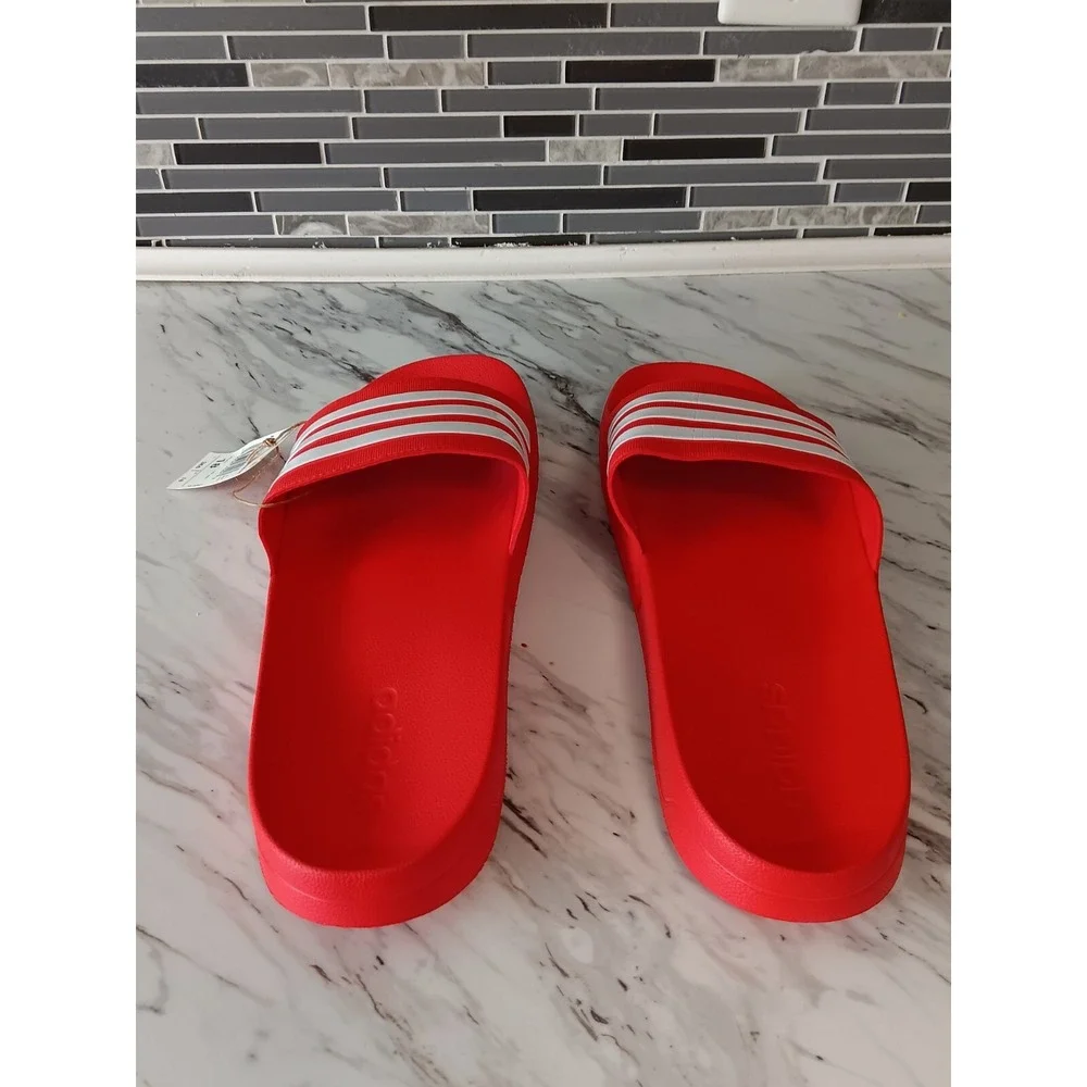 NWT Adidas Men's Red White Adilette Shower Slide Sandals Size 18‎